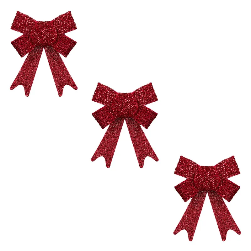 Fundite Decorative Crăciun Roșii cu Glitter Set 3 Bucăți