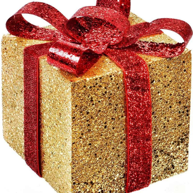Cadou decorativ de Craciun din spuma auriu cu panglică glitter – poza 3