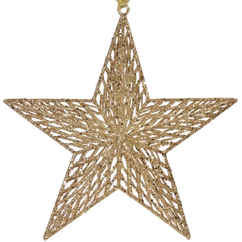 Ornament Stea de Crăciun cu Glitter, Culoare Bej-Auriu