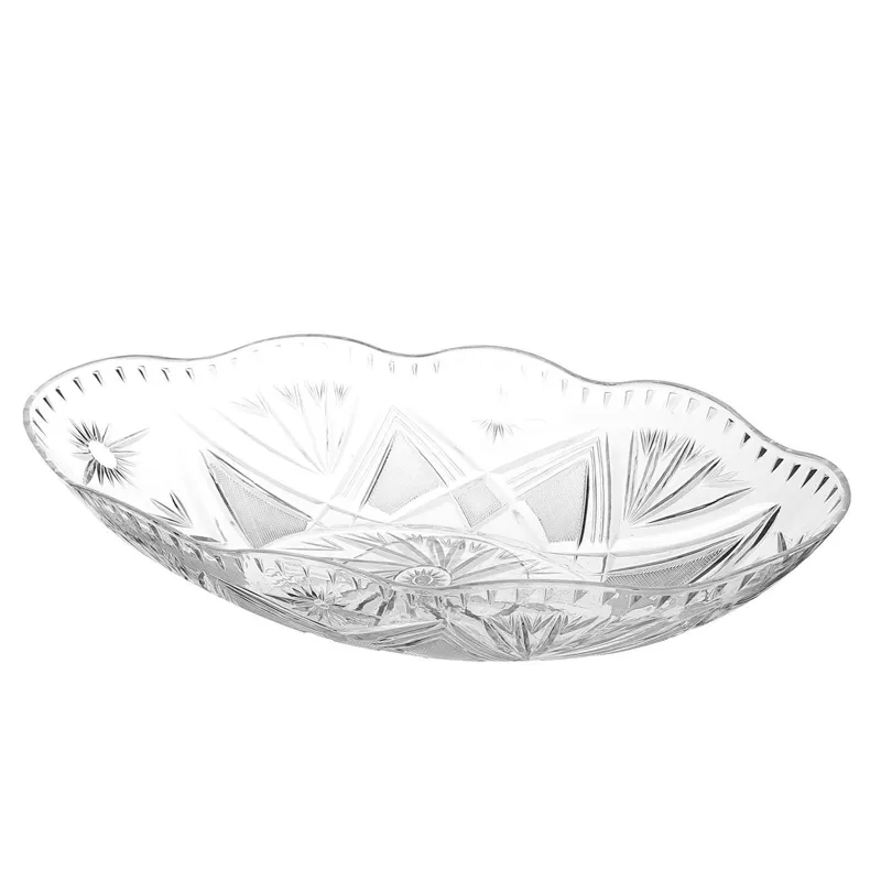 Platou oval din plastic transparent cu modele reliefate și reutilizabil
