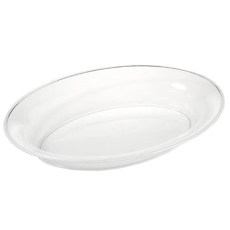 Platou de servire oval adânc transparent din plastic 41x28x6 cm