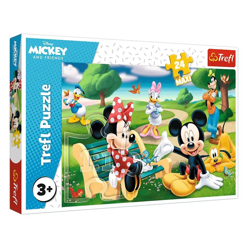 Puzzle pentru copii cu Mickey si Minnie Mouse in parc, 24 piese maxi, multicolor