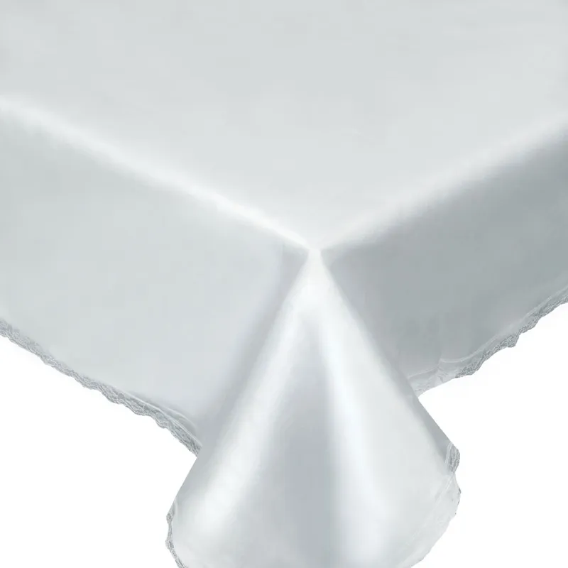 Față de masă din plastic transparent, 180x130 cm, cu dantelă pe margini