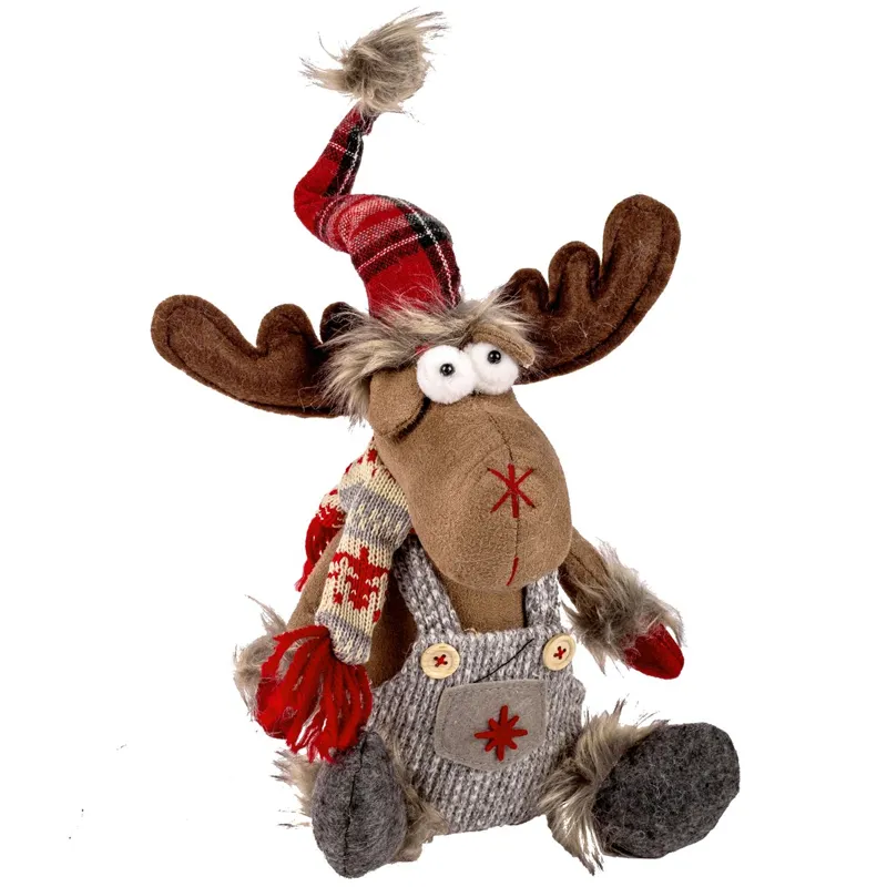 Figurina Decorativă Ren Crăciun, 20cm, Multicolor, Poliester