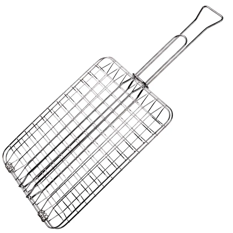 Gratar Metalic pentru Gratar si BBQ, 30x22cm, cu Maner de Siguranta