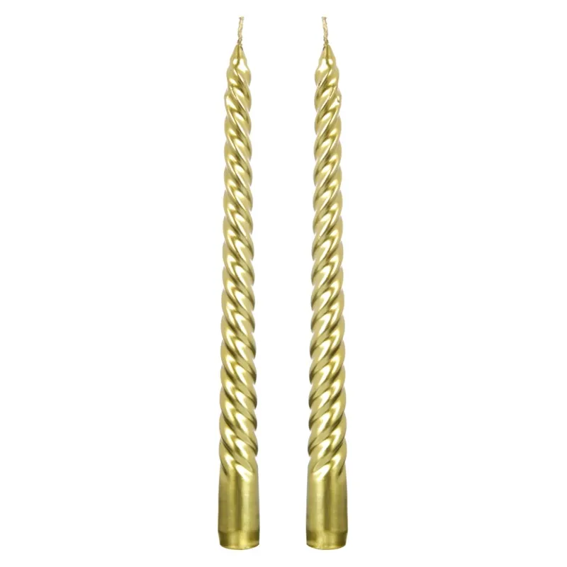 Lumânări sfesnic aurii cu dungi 35 cm - Set de 2 bucăți