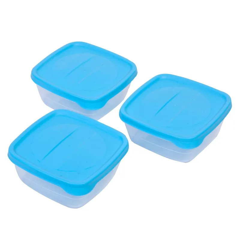 Set caserole transparente cu capac bleu pentru depozitarea alimentelor