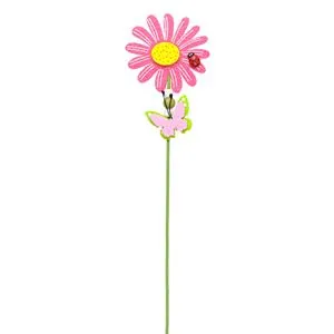 Stick Decorativ pentru Ghiveci din Pâslă, Model Buburuză și Fluture, 29 cm