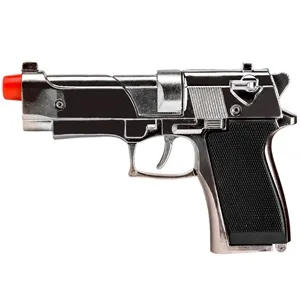 Pistol metalic cu capse, 8 gloante, lungime 13 cm, negru