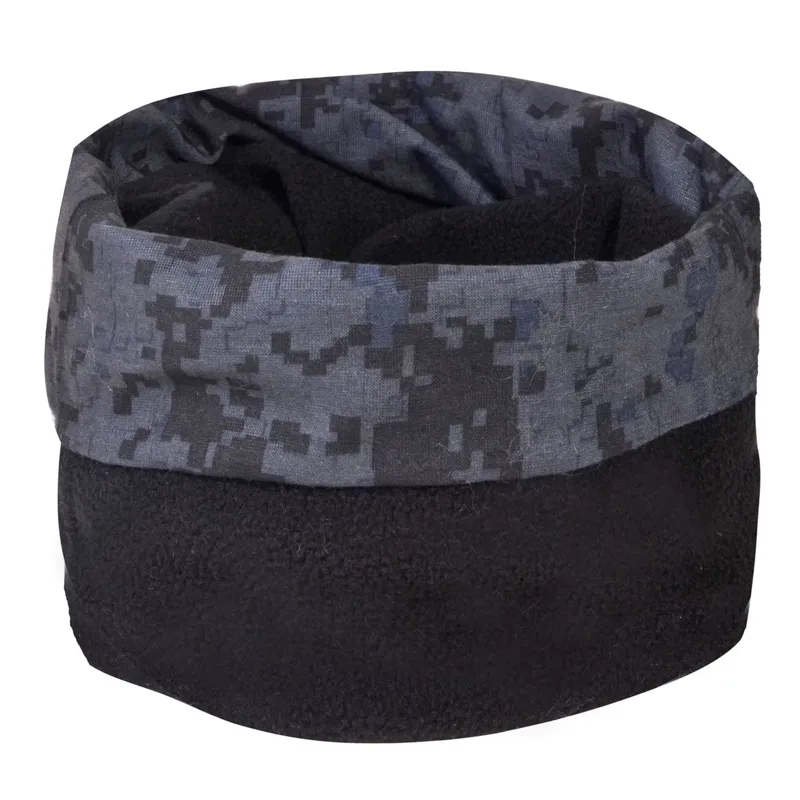 Fular circular sport din fleece, Negru/Gri, 70x25cm