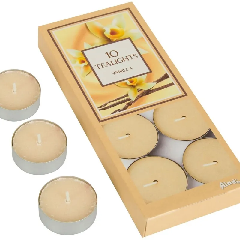 Lumânări parfumate tip pastilă cu vanilie, ecru, 10 bucăți – poza 3