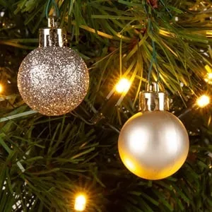 Set Globuri de Craciun Bej Mat cu Glitter pentru Decorațiuni
