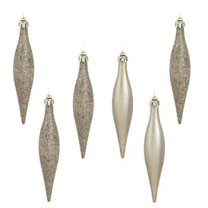 Set Ornamente Craciun Turturi Bej Mat Stralucitori Glitter 16cm