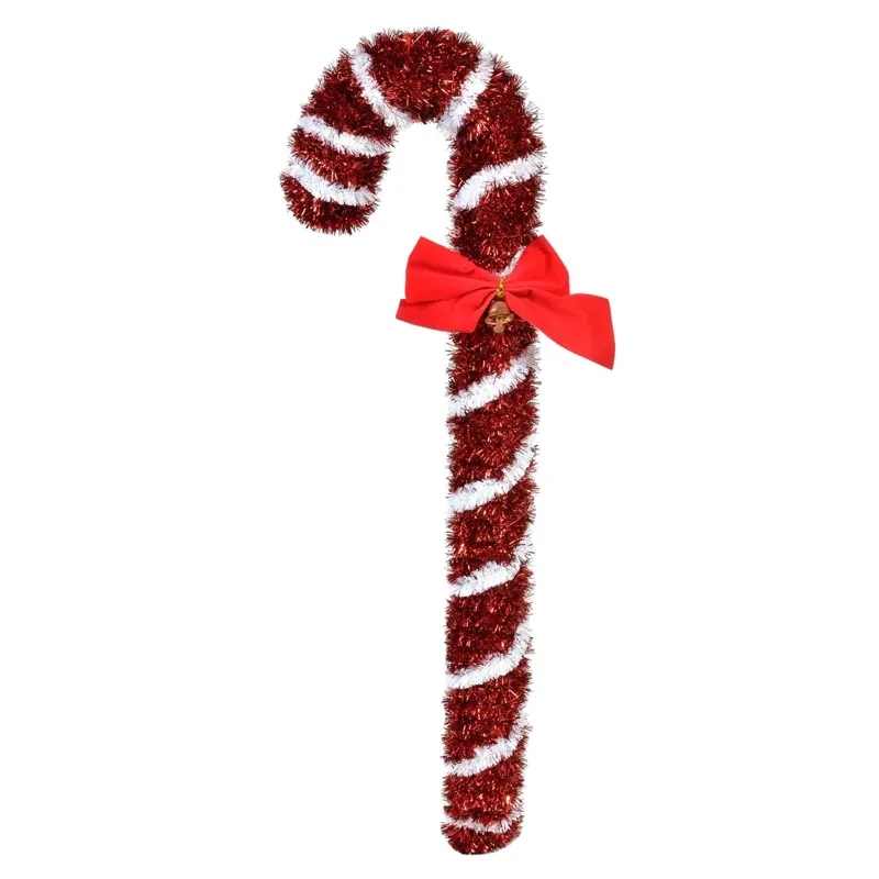Decorațiune de Crăciun Baston Tinsel Alb-Roșu 47 cm