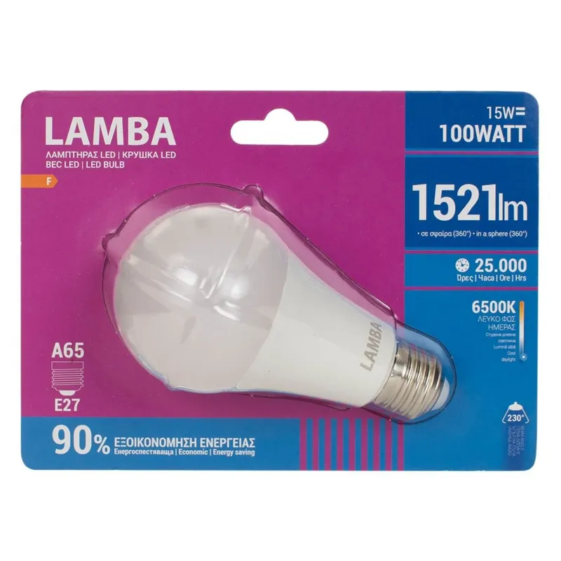 Bec LED E27 15W, Lumina Alba 6500K, 1250 Lumeni
