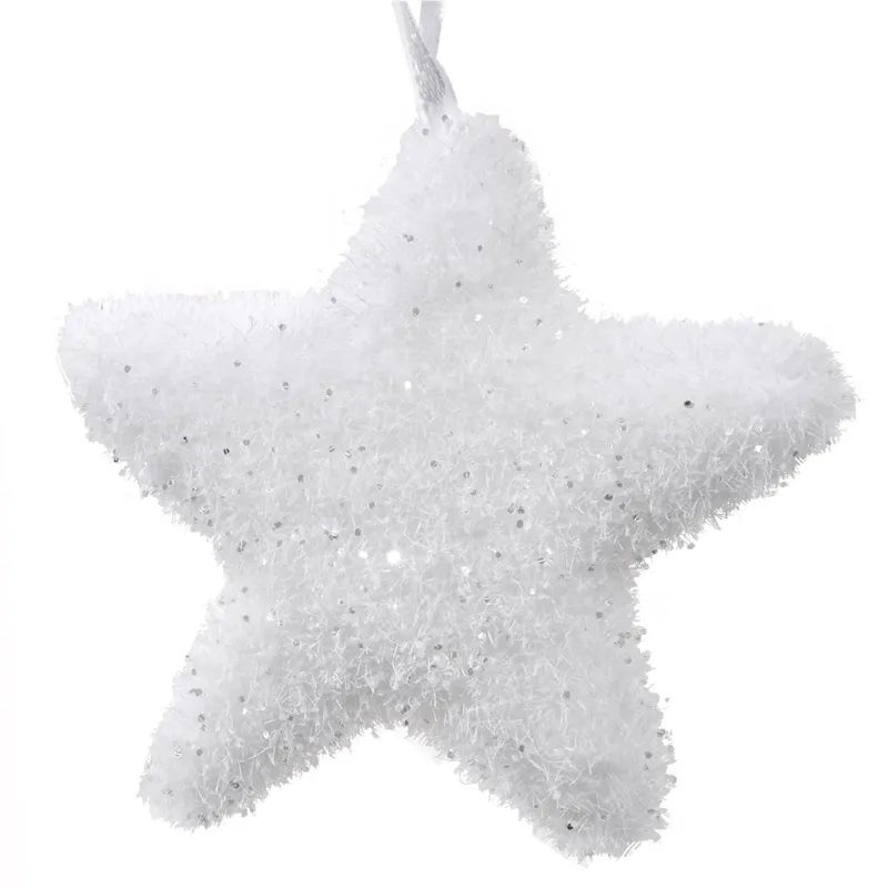 Ornament Stea Albă cu Tinsel pentru Decorațiuni de Crăciun