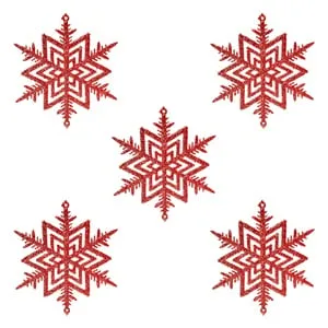 Ornament Brad de Craciun Fulg Glitter Rosu 10cm - 5buc