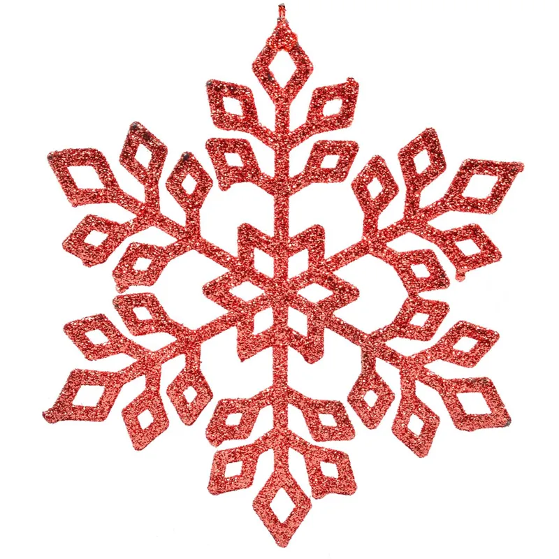 Ornament Brad de Craciun cu Fulg și Glitter Rosu, decorare festivă