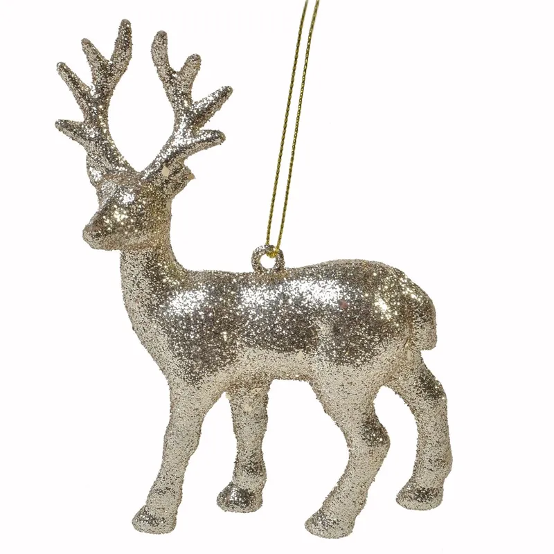 Ornament Brad de Crăciun Cerb Bej Auriu Plastic 12.5 cm