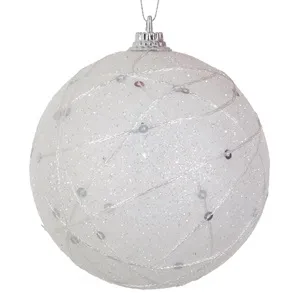 Set Globuri Crăciun Albe, Diametru 10cm, 4 Bucăți, Plastic – poza 2