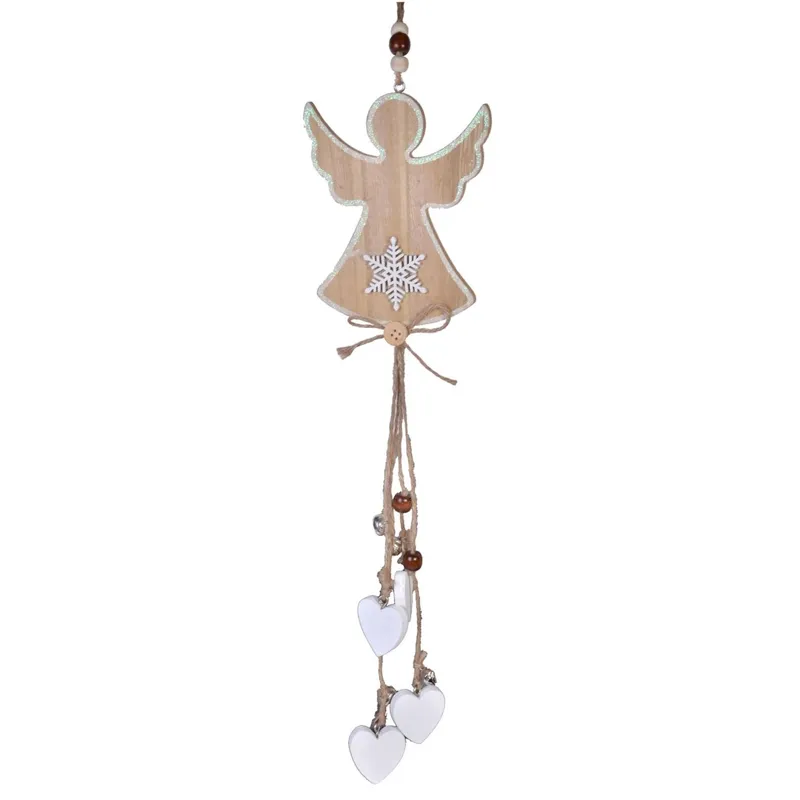 Ornament Suspendabil Crăciun Îngeraș din Lemn Bej - Decor Afecțiune Festivă