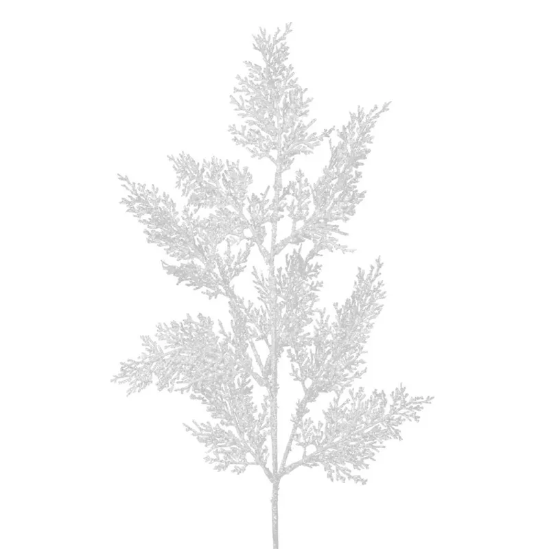 Ramură Decorativă de Crăciun Brad cu Glitter Alb, Dimensiune 62x23 cm