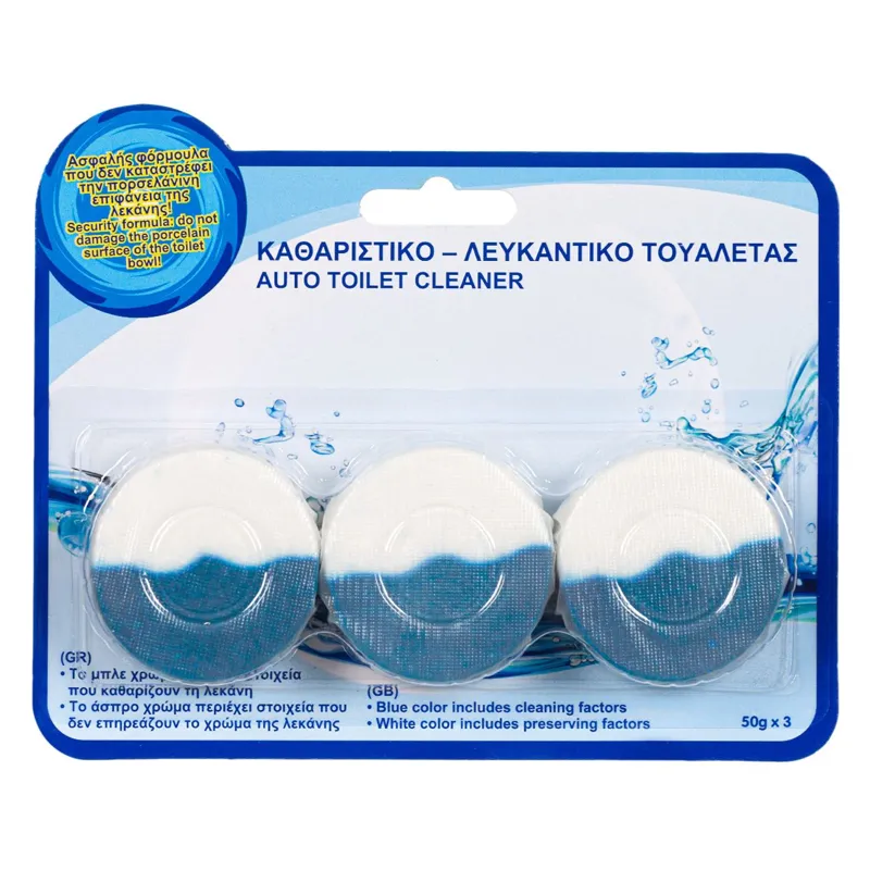 Pastile pentru rezervor WC, Set 3 buc, Alb și Bleu, 50g
