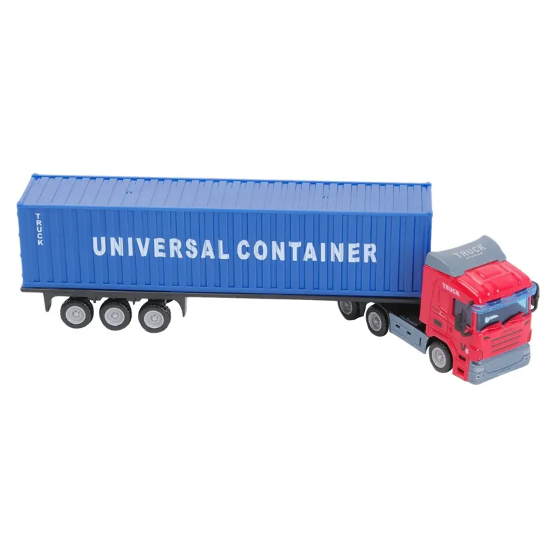 Miniatură tir container scară 1:64 metal-plastic roșu albastru pentru colecționa