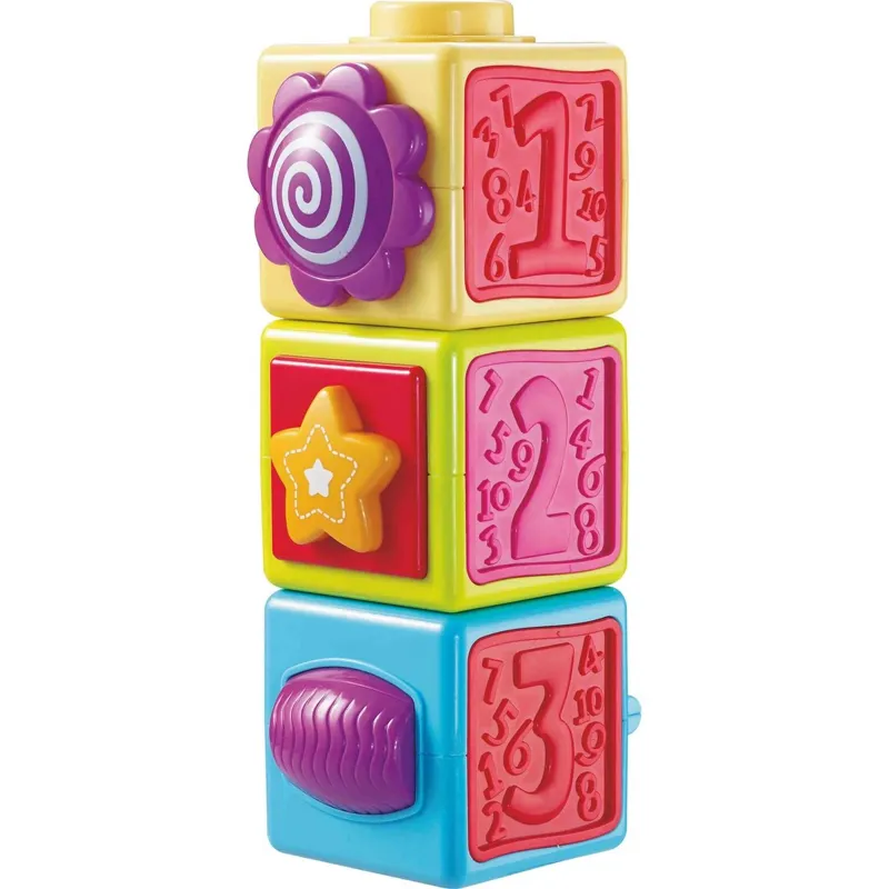 Set 3 cuburi educative cu numere si forme, multicolor