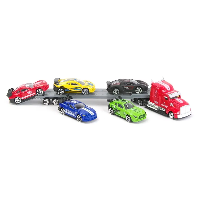 Camion Miniatura cu 5 Mașini, Scara 1:58, Schelet Metalic