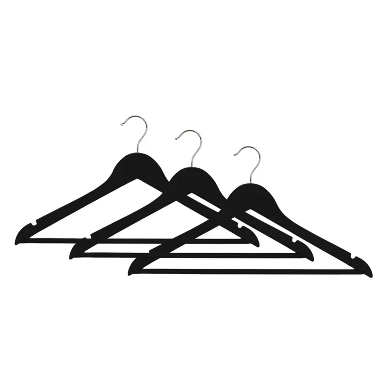 Umerase de lemn negre set 3 buc pentru organizarea garderobei