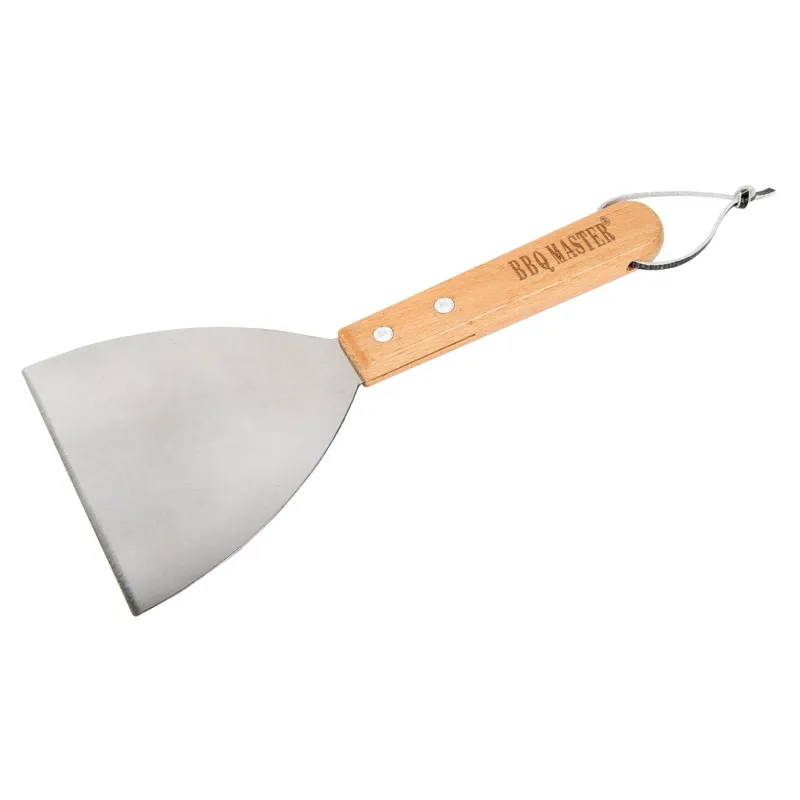 Spatula pentru gratar din otel inoxidabil cu maner din lemn