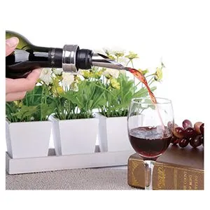Set 2 Dopuri pentru Vin cu Turnător Argintiu, 7x2 cm