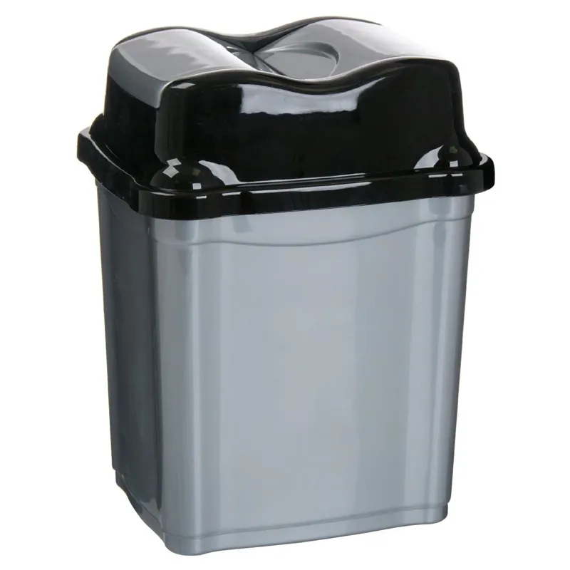 Coș de gunoi din plastic gri cu capac, 2L