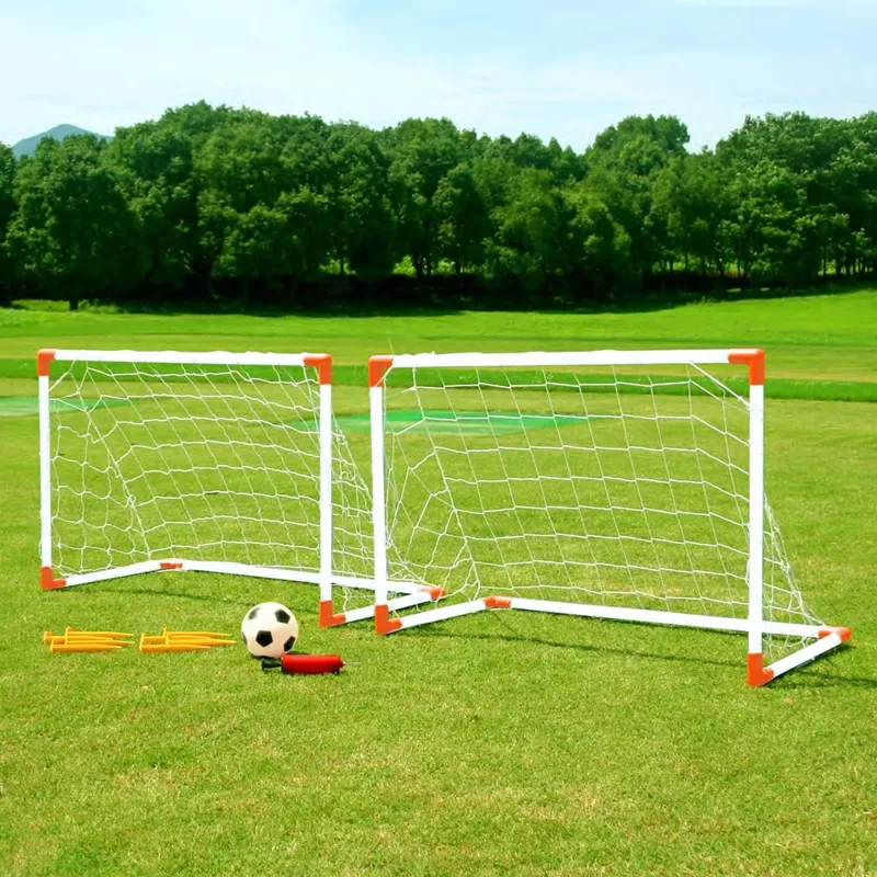 Set Fotbal cu 2 Porti Pliabile, Minge și Pompa pentru Jocuri în Curte