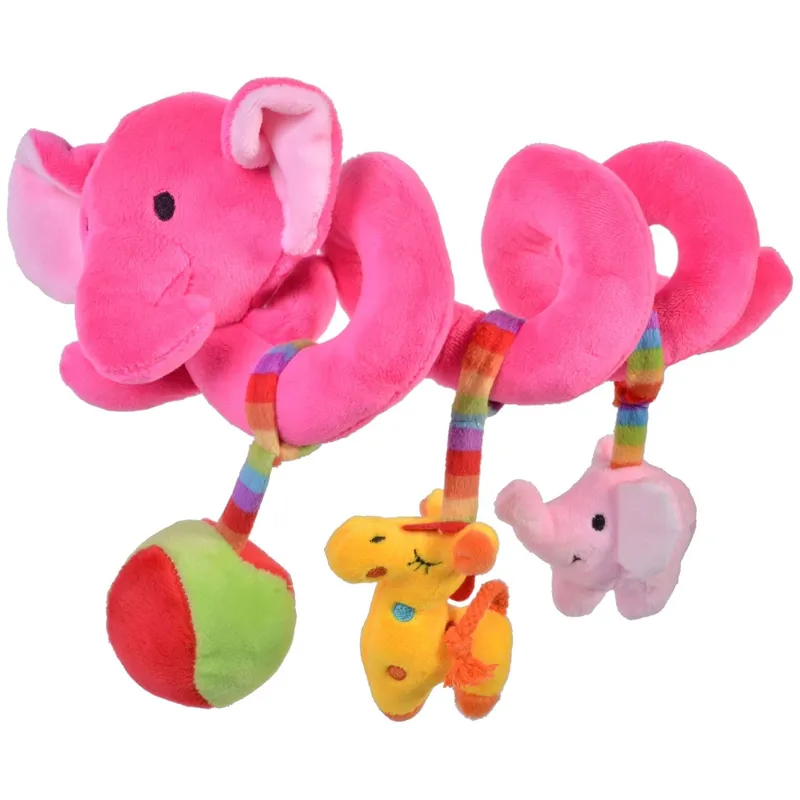 Spirala de jucării plush pentru patut: Elefant și Girafă