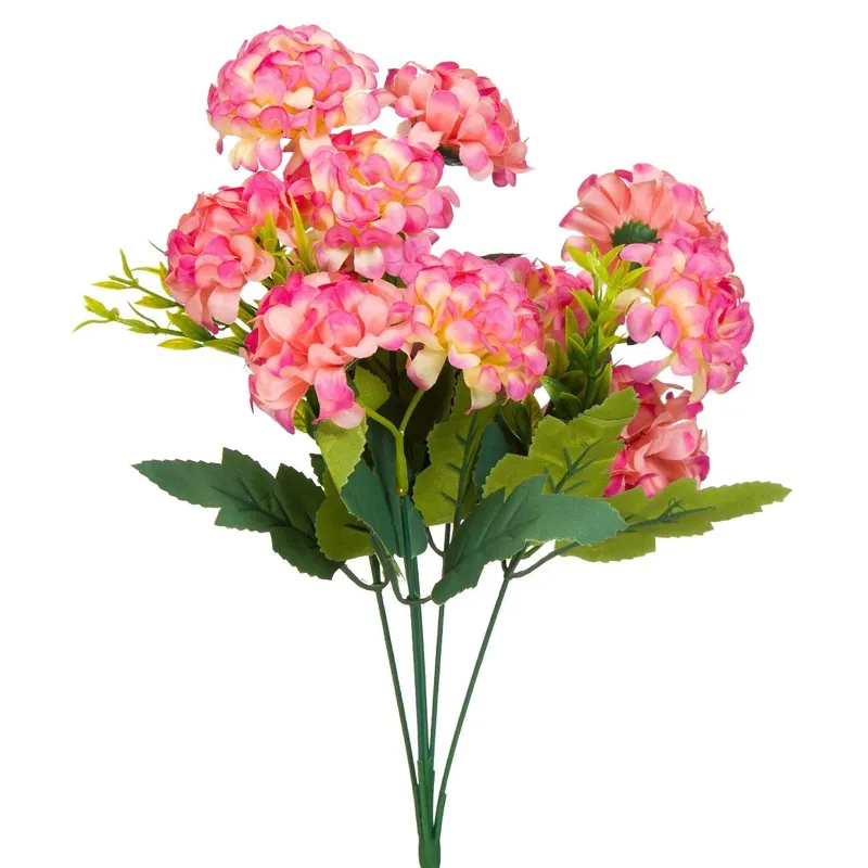 Buchet Flori Artificiale Hortensii, Roz, 37cm