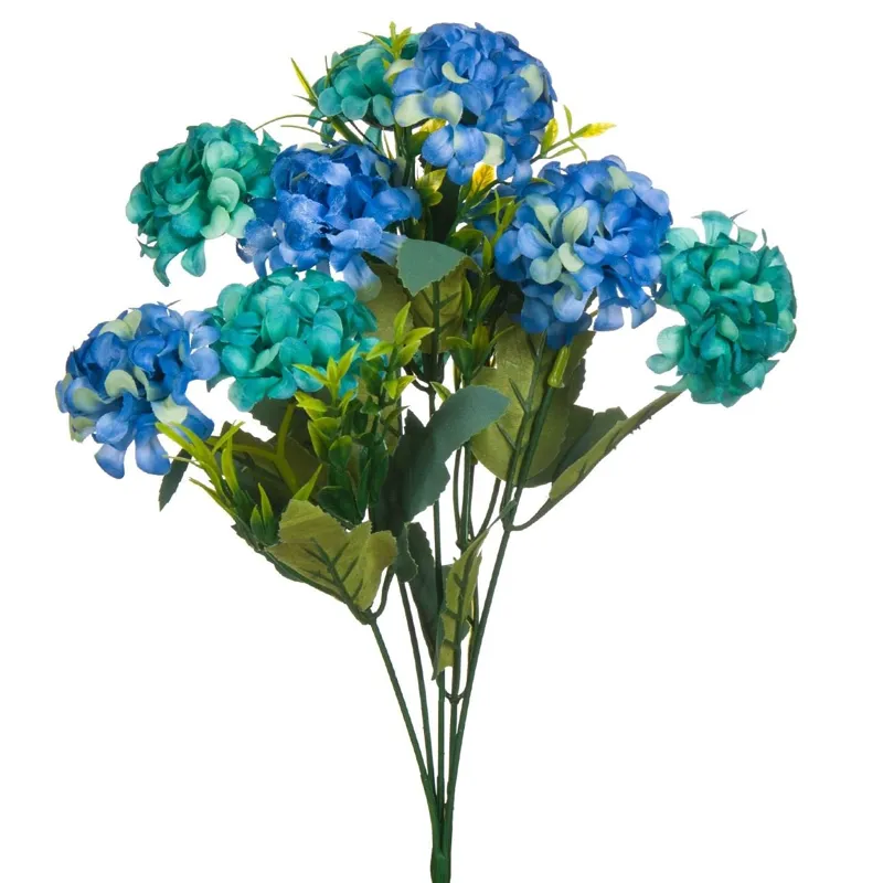 Buchet Flori Artificiale Hortensii Bleu Mov, 37cm