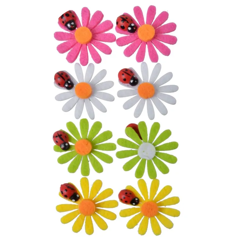 Set autocolante decorative margarete și buburuze din pasla 3.5cm