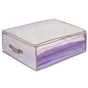 Husă de depozitare pliabilă cu fermoar, 60x45x20 cm, Ecru