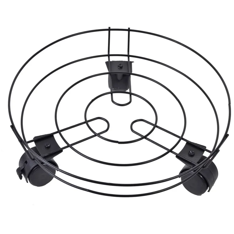 Suport pentru ghiveci, Metalic Negru, cu 3 Roti, Diametru 30 cm, Inaltime 4 cm