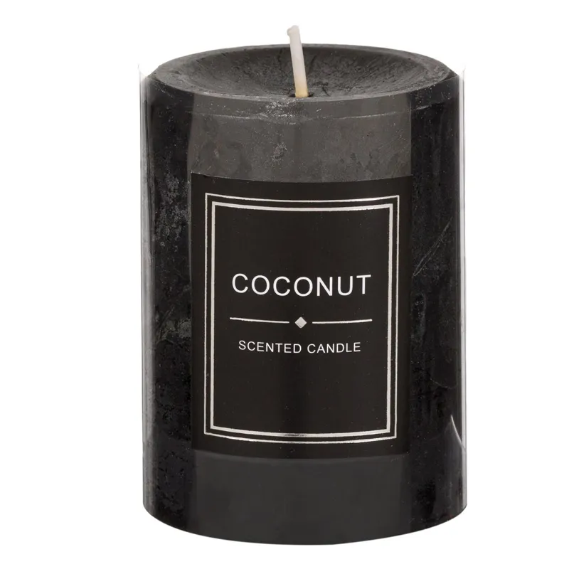 Lumanare Decorativă Neagră cu Aromă de Nucă de Cocos