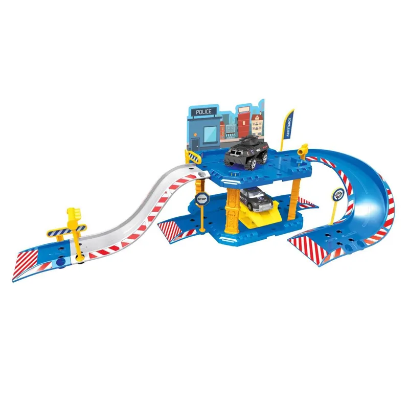 Garaj pentru masinute cu 2 nivele, 40 buc, Albastru, Scara 1:64