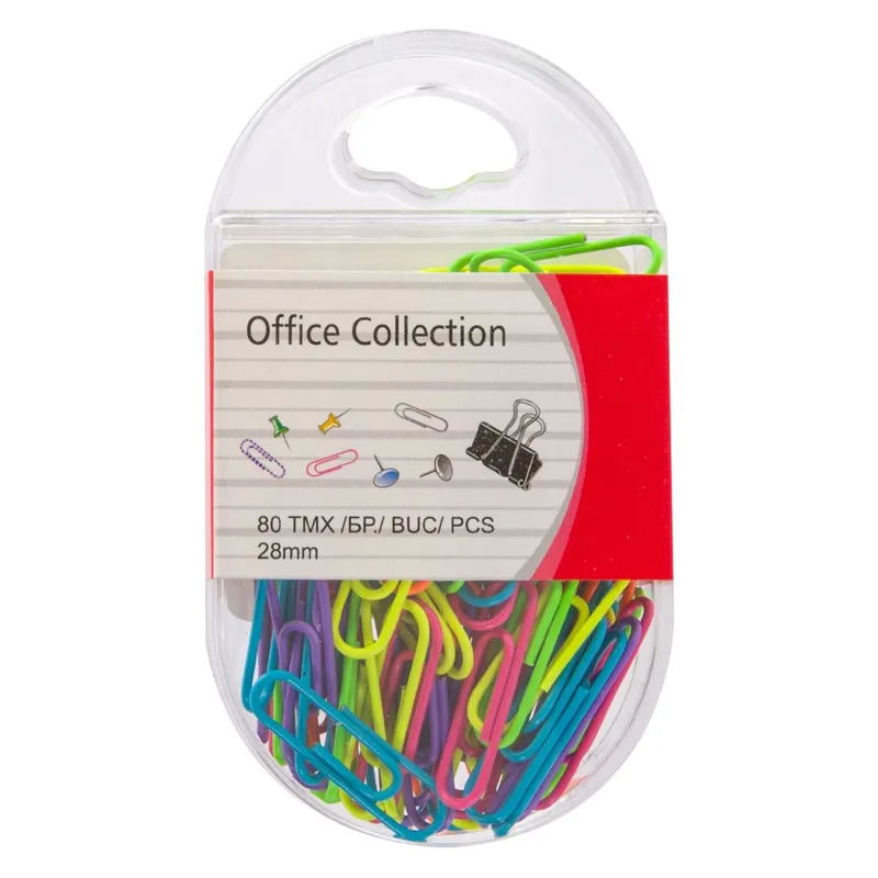 Agrafe Metalice Multicolore Neon, 28mm, 80 buc