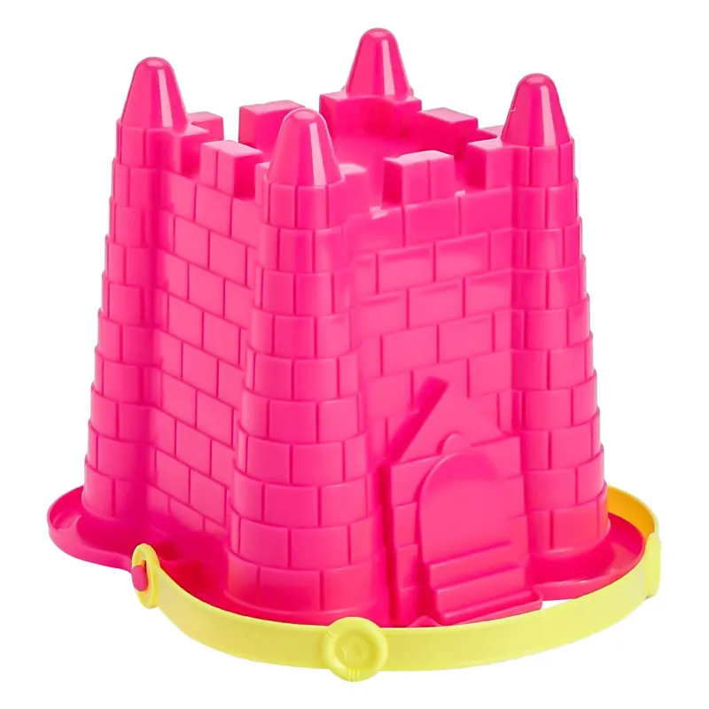 Găleată de plajă cu formă de castel, fucsia, cu mâner, 14x17x17 cm