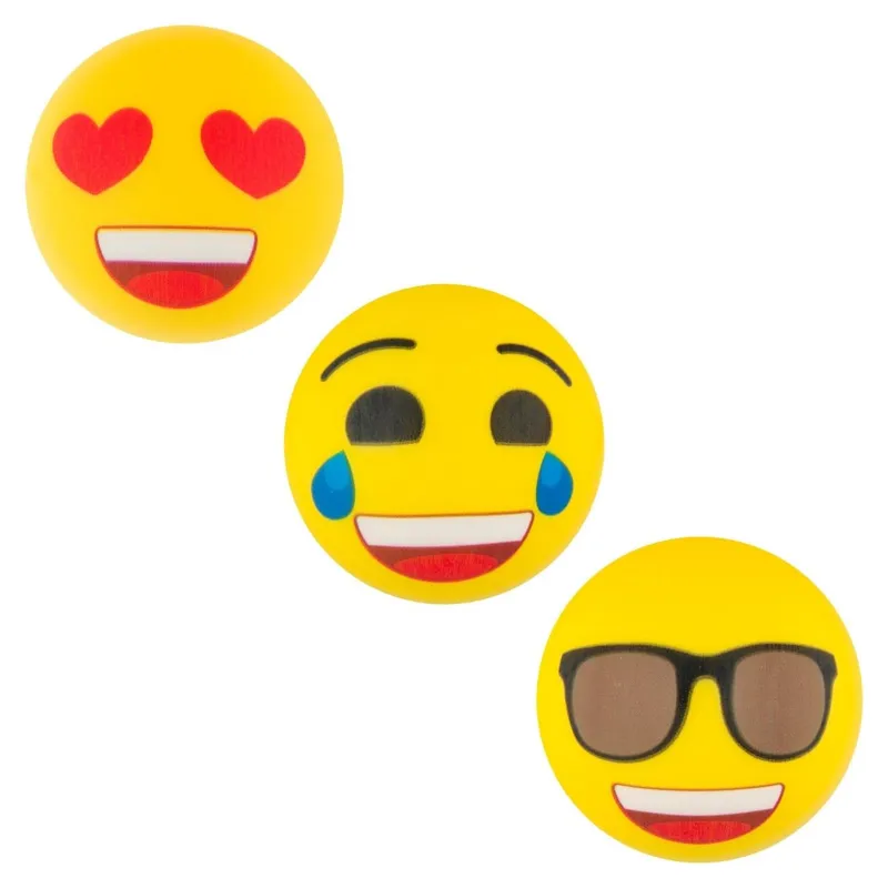 Set 3 Mingi Anti-Stress din Plastic cu Emoji Galbene