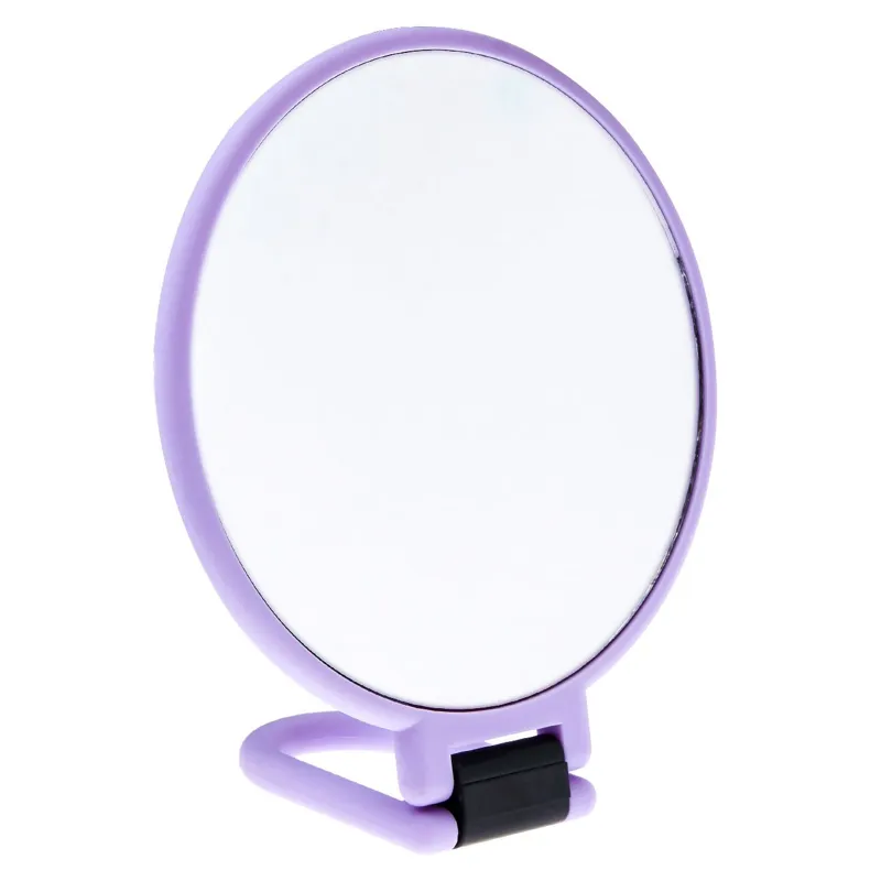 Oglinda cosmetică dublă cu maner, 14.5 cm, mov