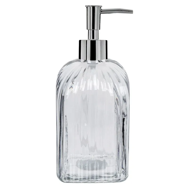 Dozator din sticlă pentru săpun lichid, 500 ml, transparent gri