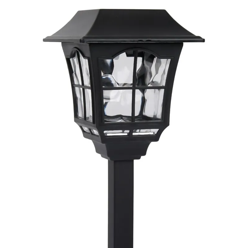 Lampă solară cu LED, Vitraliu, Neagră, 32cm