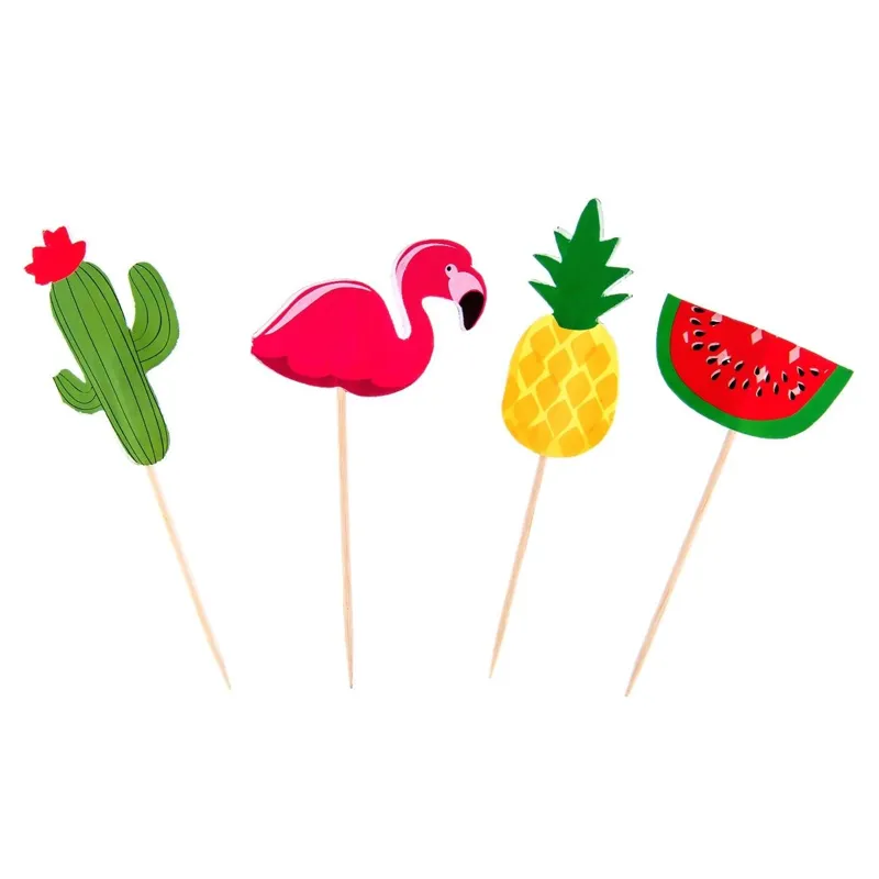 Scobitori de Petrecere Fructe Tropicale și Flamingo din Lemn